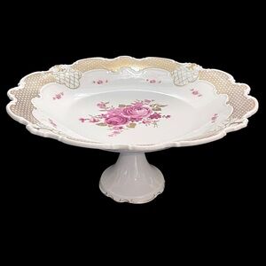 Vintage 1960s Wallendorf 1764 Germany Fine Porcelain Pedestal Cake Stand